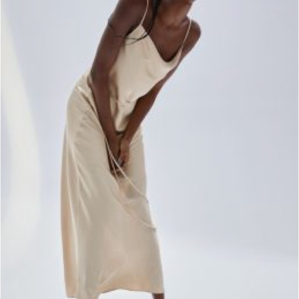 H&M beige cowl neck slip dress Size M